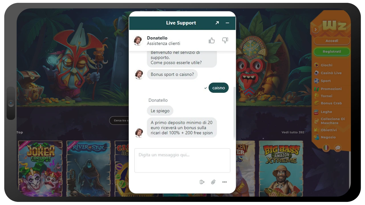Supporto Ai Giocatori Del Wazamba Casino